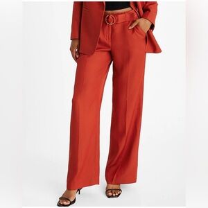 Editor Mid Rise Linen-Blend Belted Relaxed Trouser Pant size 2